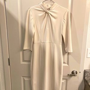 White 3/4 Sleeve Donna Morgan Dress with Neck Twist Size 6